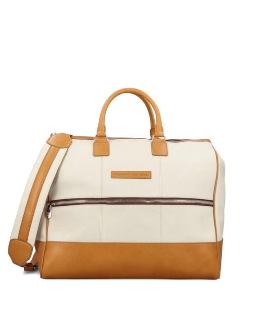 Brunello Cucinelli Metallic Summer Boston Luggage Bag for men