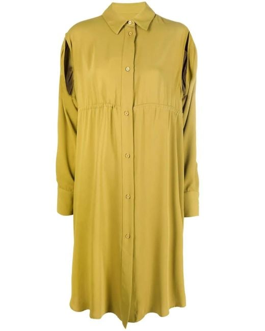 MM6 by Maison Margiela Yellow Slit-Sleeved Shirt Dress
