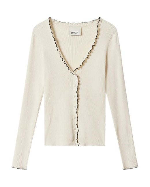 Isabel Marant White X Izae Cardigan mit Rüschenbesatz