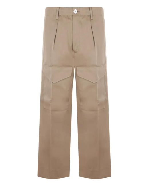 Setchu Natural Cropped Cotton Cargo Trousers