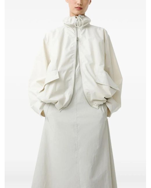 Studio Nicholson White Lismore Drawcord Collar Jacket
