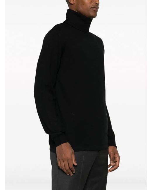 Eraldo Black Roll-Neck Wool-Blend Jumper for men