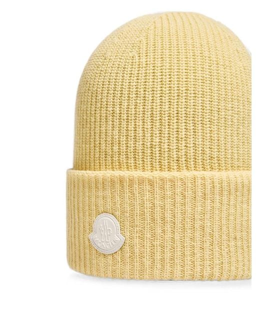 Moncler Yellow Wool & Cashmere Blend Beanie