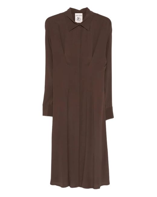 Semicouture Brown Clement Collared Midi Dress