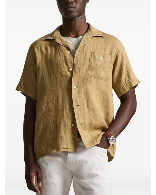 Polo Ralph Lauren Natural Embroidered Linen Shirt for men