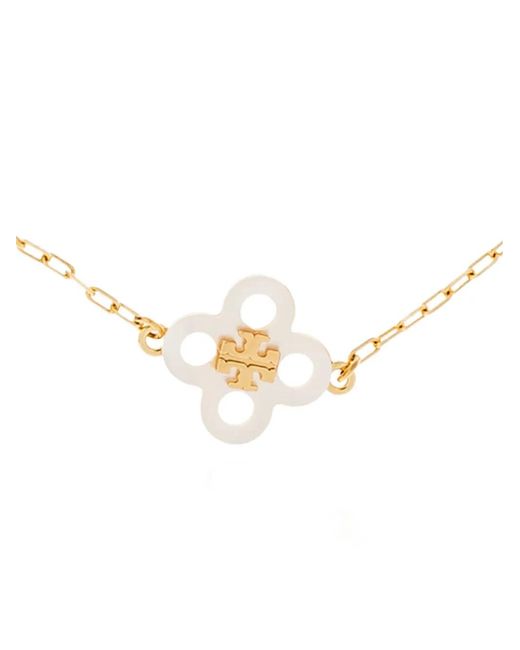 Tory Burch White Bracelet À Breloque Double T