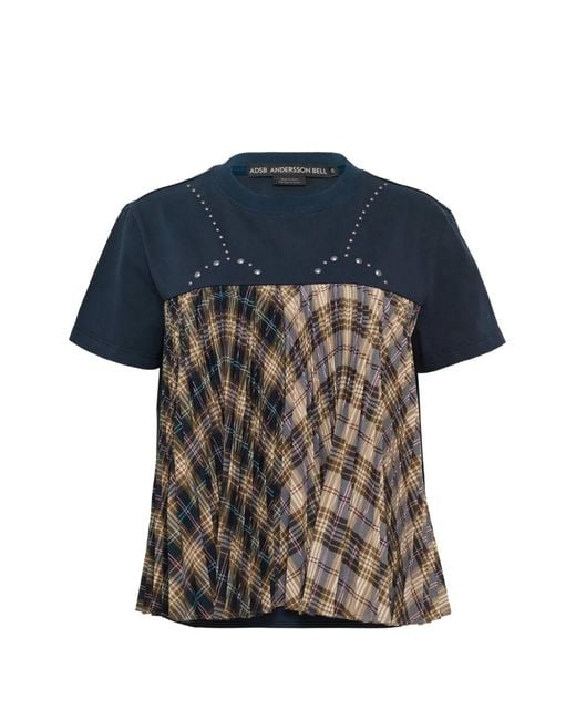 ANDERSSON BELL Blue Studded-Details T-Shirt