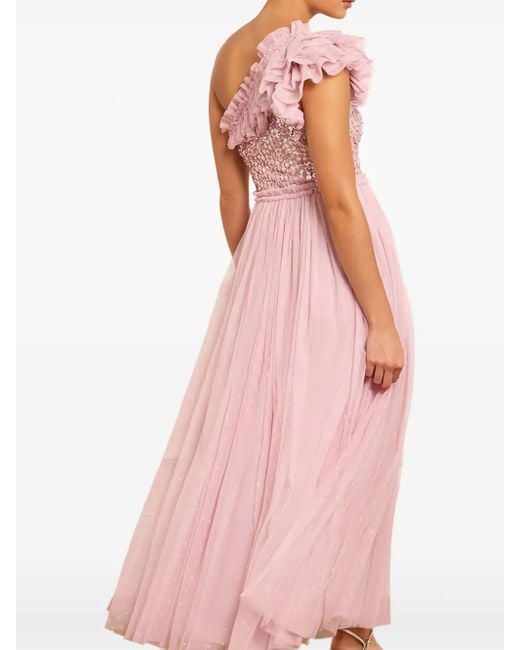 Needle & Thread Pink Raindrop Sequin Ruffled Gown