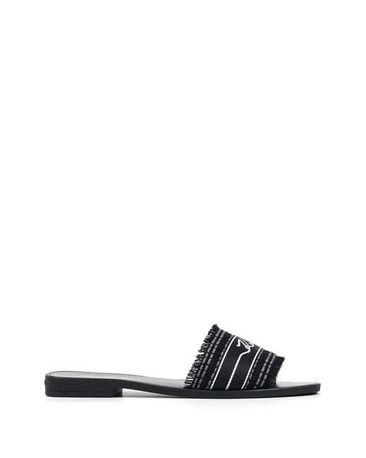 Karl Lagerfeld White Skoot Iii Border Flat Sandals