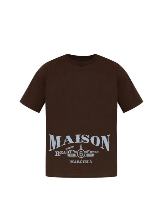 MM6 by Maison Margiela Brown Logo-Print T-Shirt for men