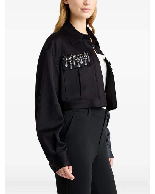 Cinq À Sept Black Damoni Gemstone-Embellished Cropped Jacket