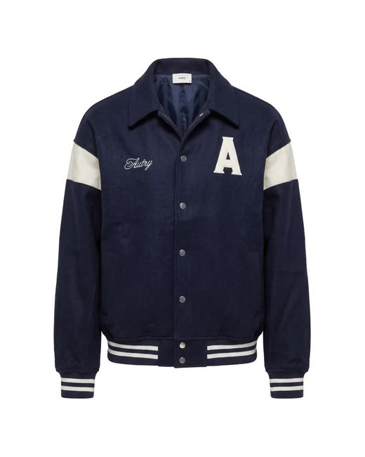 Autry Blue Logo-Patch Panelled Jacket for men