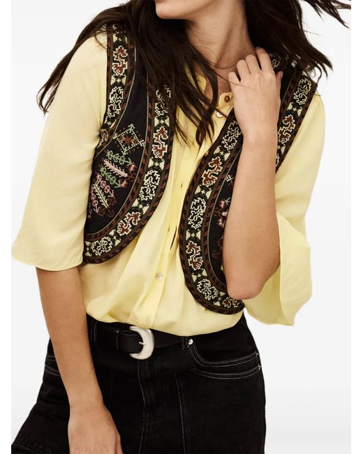 Ba&sh Yellow Barna Pleated Blouse