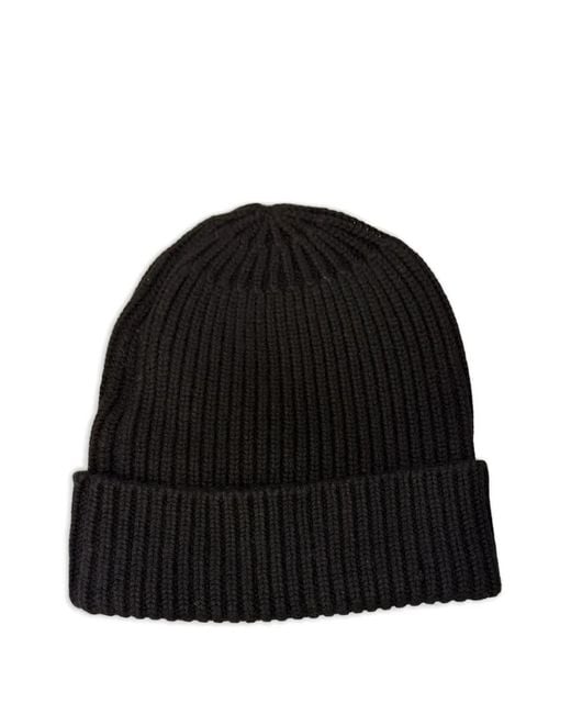 EMERSON RENALDI Black Ribbed Beanie Hat