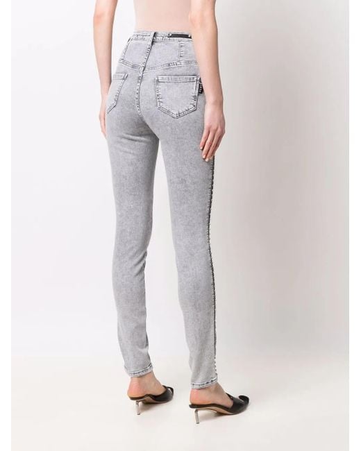 Philipp Plein Gray Gemstone High-Waist Jeggings