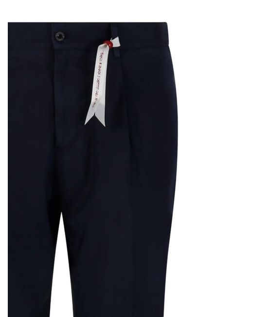 Santaniello Blue Belt-Loop Trousers for men