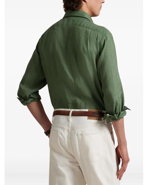 Polo Ralph Lauren Green Linen Shirt for men