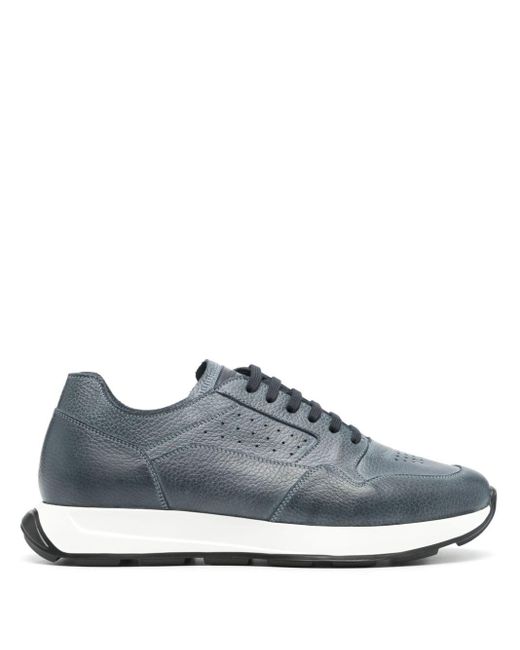 Barrett Blue Leather Lace-up Sneakers for men