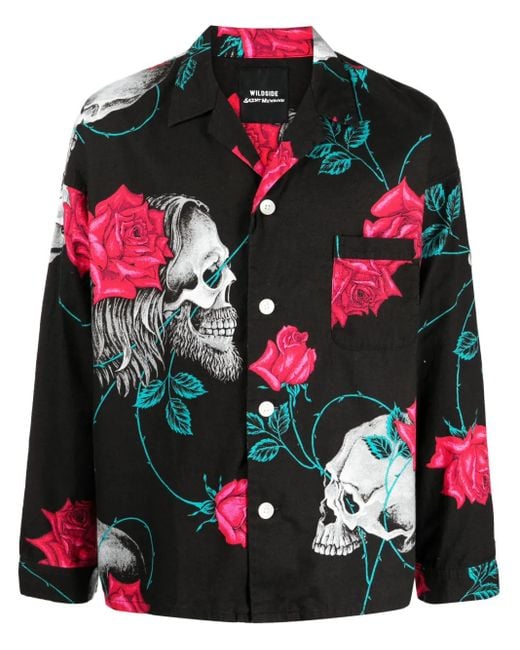 Camicia Wildside Con Stampa di Yohji Yamamoto in Black da Uomo
