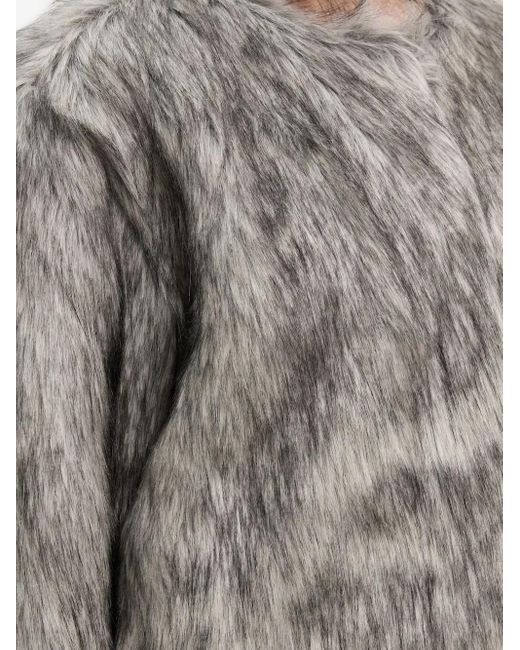 Gestuz Gray Wiliagz Mottled-Faux-Fur Coat