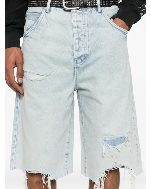 Purple Brand Blue Blowout Wide-Leg Shorts for men