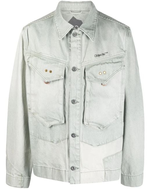 Objects IV Life Gray Panelled Denim Jacket for men