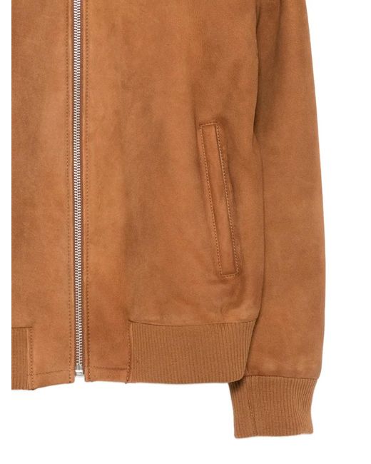 SERGIO MORETTI FIRENZE Brown Shearling-Collar Jacket for men
