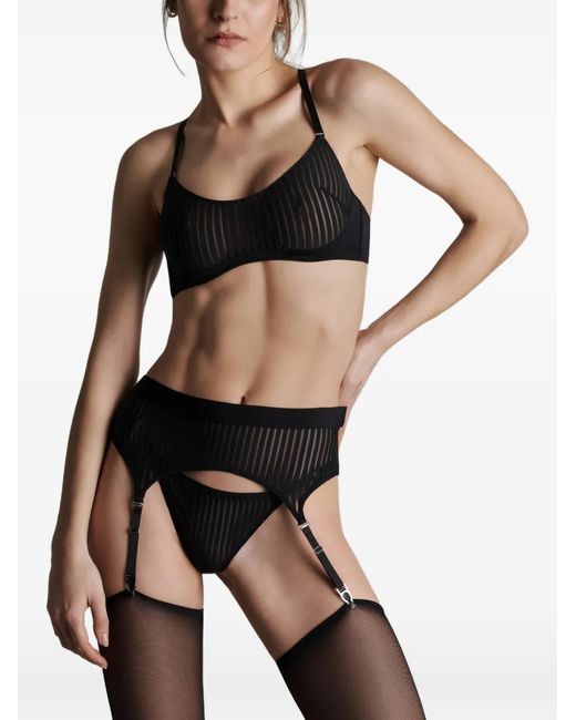 Maison Close Black Striped Garter Belt