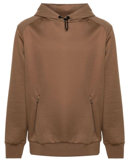 Boss Brown Contrasting-panels toggle Hoodie for men