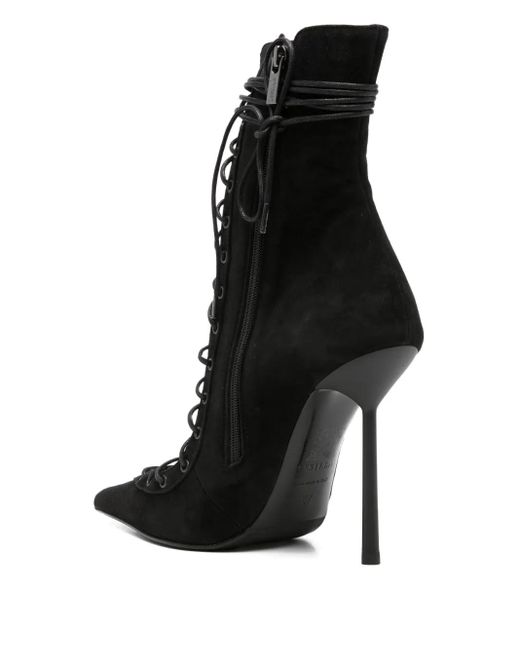 Le Silla Black 100Mm Colette Lace-Up Pointed-Toe Boots