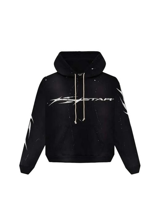HELLSTAR Black Hstar Printed Hoodie for men