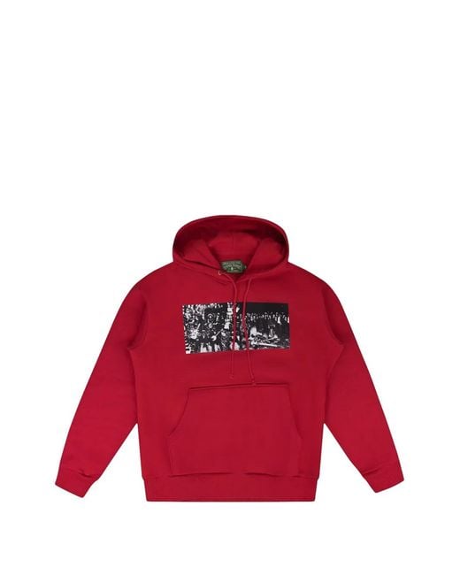 DENIM TEARS Red X Arthur Jafa Graphic-Print Drawstring Hoodie for men