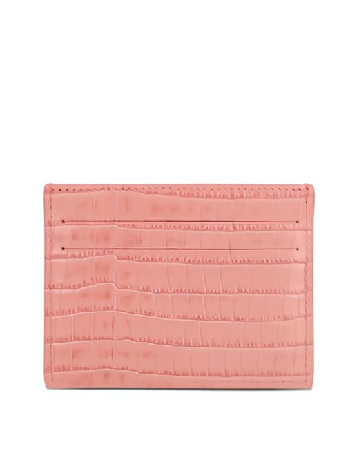 Longchamp Pink Croc-Effect Card Holder