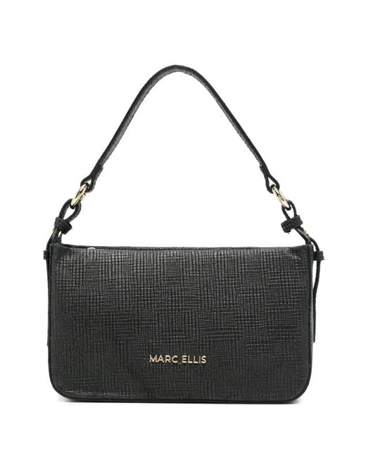 Marc Ellis Black Cleo Textured-Finish Shoulder Bag