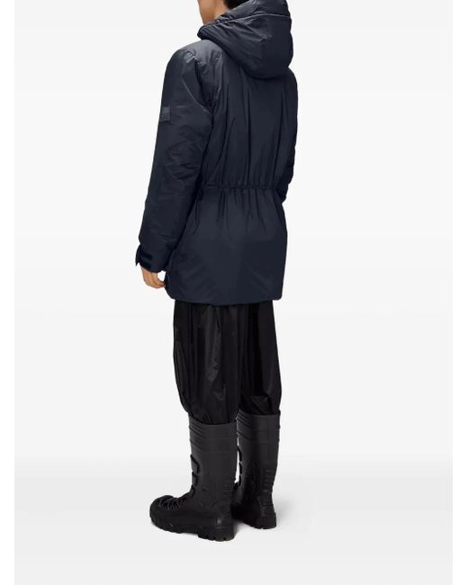 Rains Blue Hooded Drawstring Parka