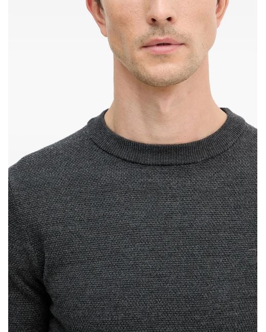 Trussardi Gray Textured Crewneck Jumper for men