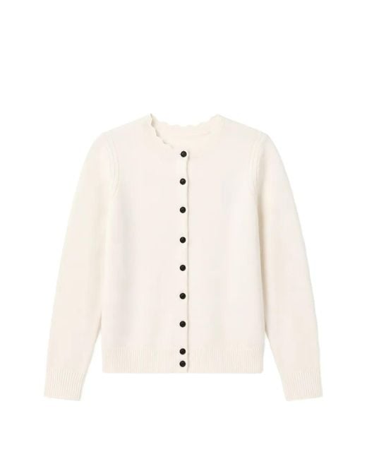 Isabel Marant Natural Scalloped-Edge Buttoned Cardigan