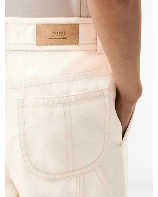 AMI White Cotton Worker Trousers for men