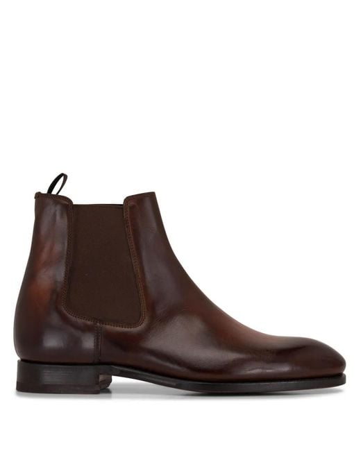 Bontoni Brown Cavaliere Almond-Toe Leather Boots for men