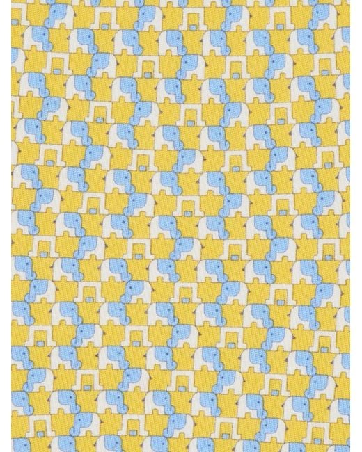 Cravate en soie à imprimé éléphant Ferragamo pour homme en coloris Yellow