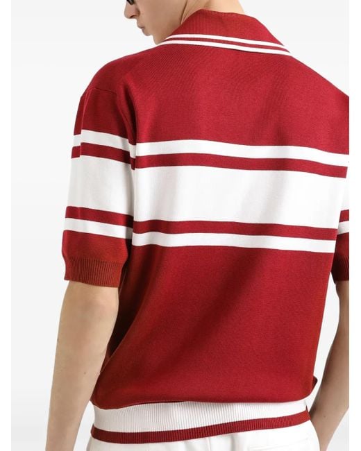 Dolce & Gabbana Polo With Striped Motif And Logo Embroidered On The Front for men