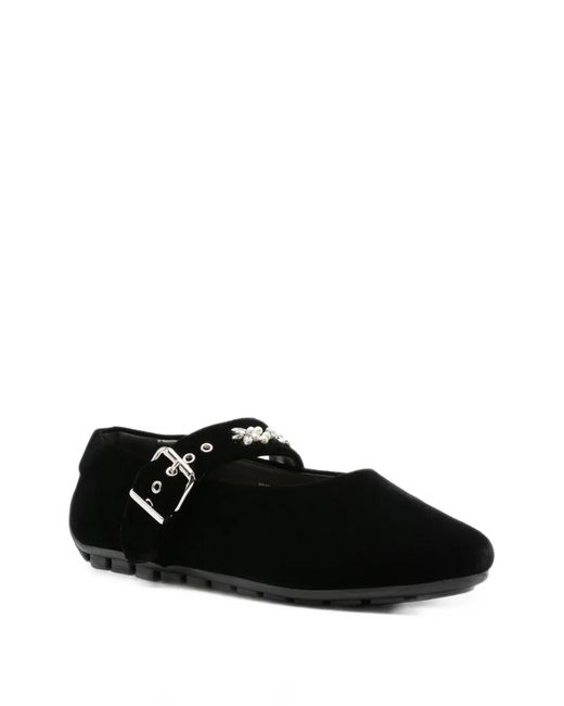 Simone Rocha Black Embellished-Strap Ballet Flats