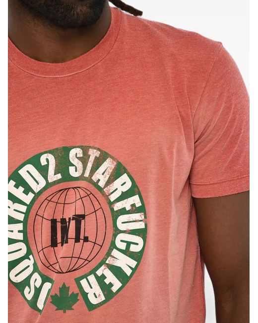 DSquared² Red Logo-Print T-Shirt for men