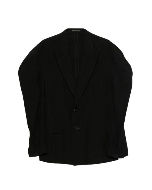 Yohji Yamamoto Black Blazer À Boutonnière Au Dos