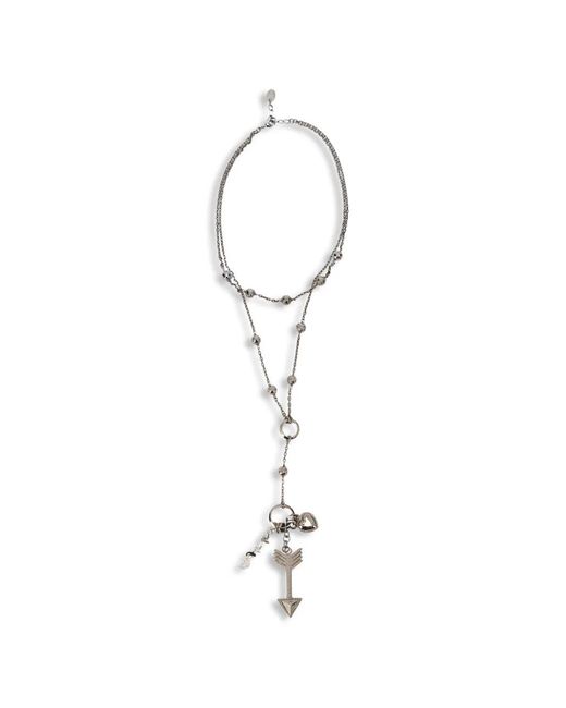 Red(v) White Layered Charm Necklace