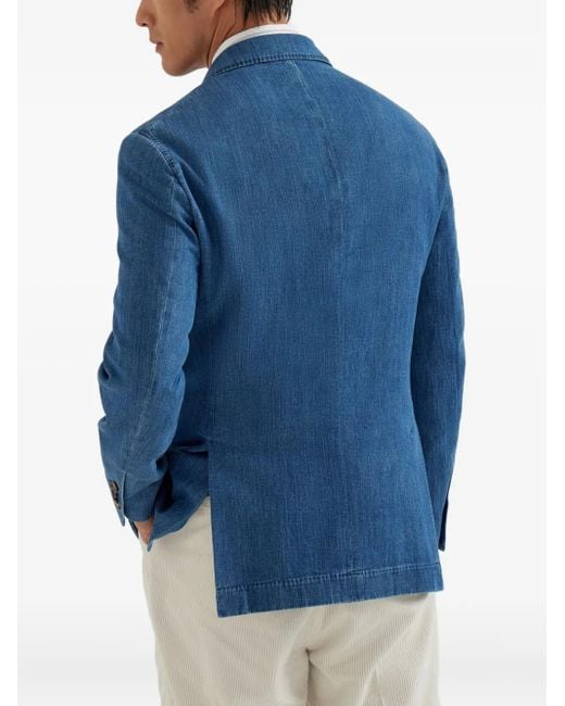 Brunello Cucinelli Blue Giacca Decostruita for men