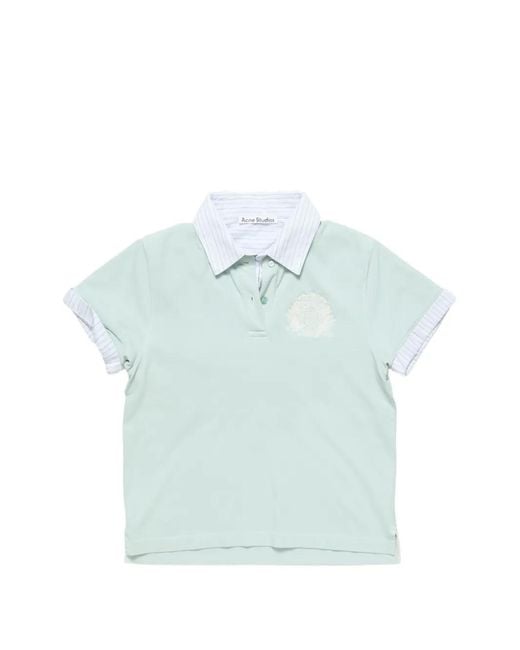 Acne Blue Logo-Embroidered Polo Shirt