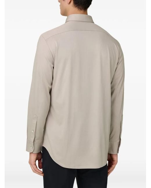 Boggi White Mother-Of-Pearl Button Collar Polo Shirt for men