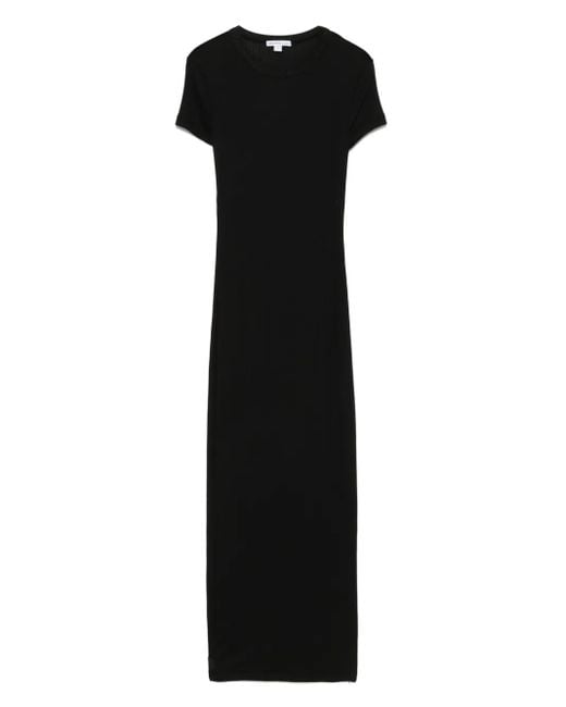 James Perse Geribbelde Midi-Jurk in het Black