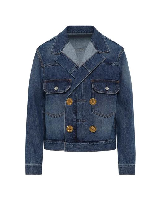 Sacai Blue Double-Breasted Denim Jacket